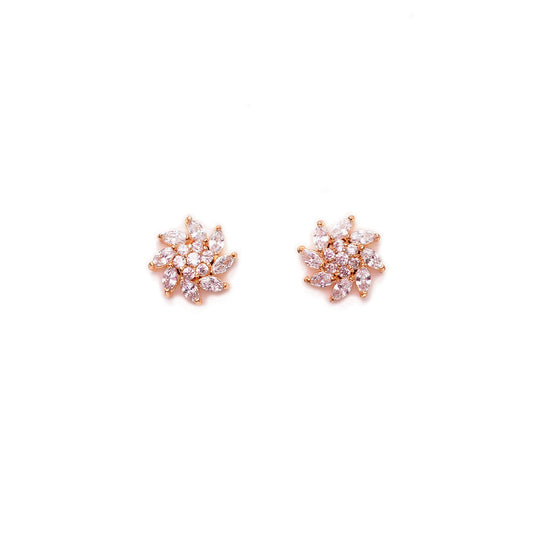 Diamond Look Flower Shaped Gold Look Studs