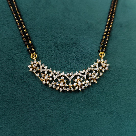 Elegant Gold Plated Black Bead Mangalsutra for Women