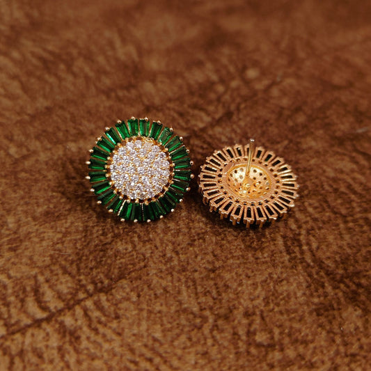 Emerald Classic Green Statement Studs Earring