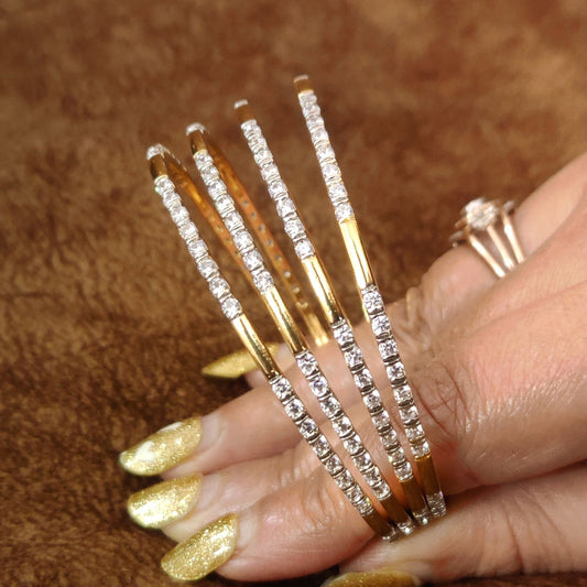 GOLD PLATED MICROSETTING SOLID SET OF 4 BANGLES