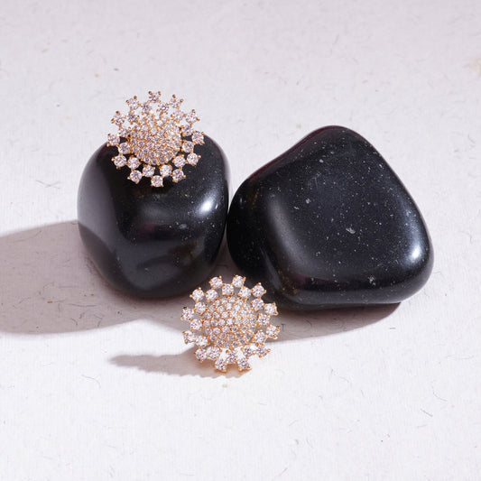 Diamond Look Cubic Zirconia Studded Signity Earrings