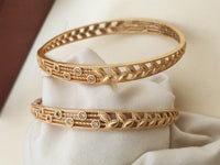 Jewelatoz Gold Plated Brass Cubic Zirconia Diamond Bangle Set (Pack of 2) 2