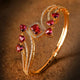 Jewelatoz Brass Cubic Zirconia Gold-plated Red Floral Bangle Style Bracelet