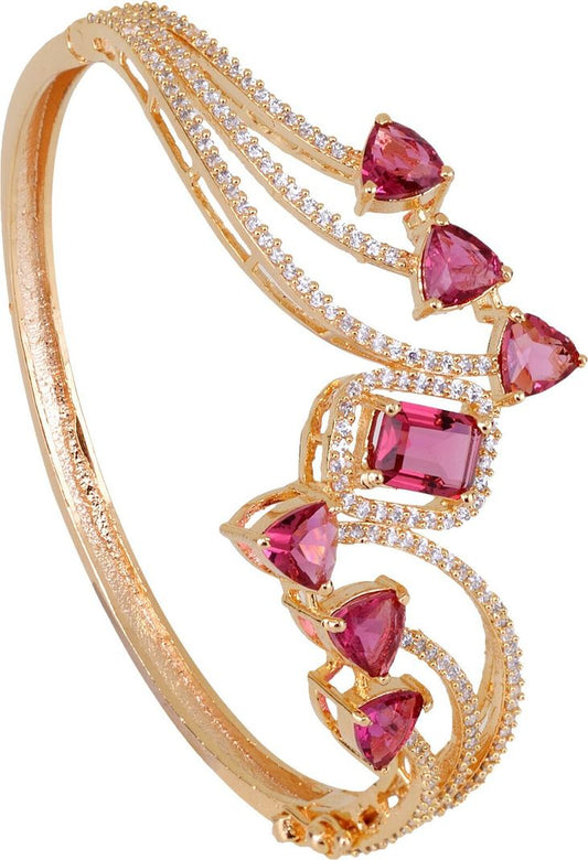 Jewelatoz Gold-plated Red Cubic Zirconia Bracelet Side View