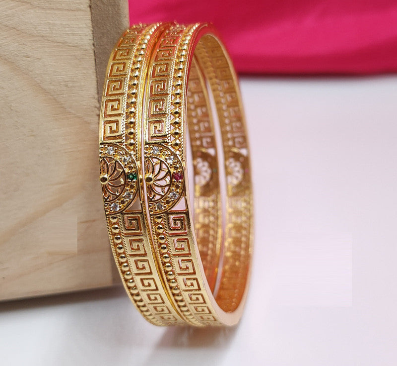 Jewelatoz Brass Cubic Zirconia Gold-Plated Bangle | Pack of 2 | Ethnic | Women