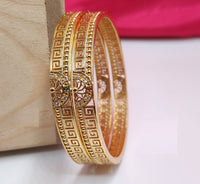 Jewelatoz Brass Cubic Zirconia Gold-Plated Bangle | Pack of 2 | Ethnic | Women 1
