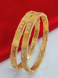 Jewelatoz Brass Cubic Zirconia Gold-Plated Bangle | Pack of 2 | Ethnic | Women 1