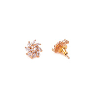 Diamond Look Flower Shaped Gold Look Studs 4