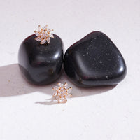 Diamond Look Flower Shaped Gold Look Studs 5