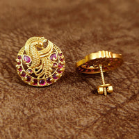PREMIUM RUBY PEACOCK KEMPU SCREW BACK EARRINGS 1