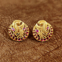 PREMIUM RUBY PEACOCK KEMPU SCREW BACK EARRINGS 3