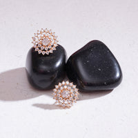 Solitaire Look Cubic Zirconia Studded Medium Size Studs 3