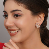 Solitaire Look Cubic Zirconia Studded Medium Size Studs 2
