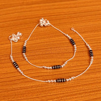 Black Meenakari Silver Plated Anklets 3