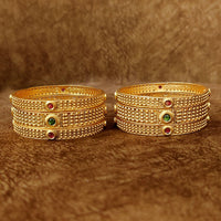ANTIQUE GOLD PLATED MULTICOLOUR SET OF 6 BANGLES 3