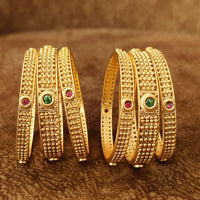 ANTIQUE GOLD PLATED MULTICOLOUR SET OF 6 BANGLES 6