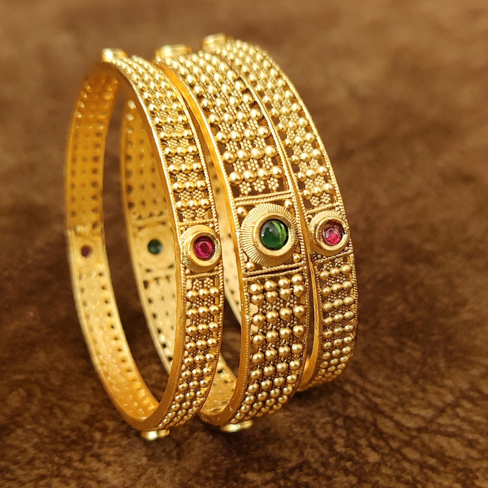ANTIQUE GOLD PLATED MULTICOLOUR SET OF 6 BANGLES