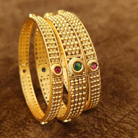 ANTIQUE GOLD PLATED MULTICOLOUR SET OF 6 BANGLES 1