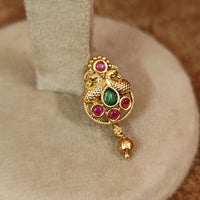 ANTIQUE GOLD PLATED PEACOCK KEMP STONE NOSE PIN 2