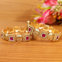 ANTIQUE GOLD PLATED WEDDING OPENABLE BANGLES 3