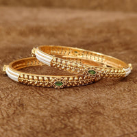 ANTI-TARNISH MULTICOLOUR STONE & PEARL ETHNIC PATTERN GOLD PLATED BANGLES 3