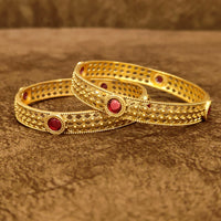 Anti Tarnish Regal Ruby Glow Gold Plated Bangles 3