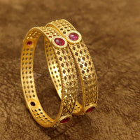 Anti Tarnish Regal Ruby Glow Gold Plated Bangles 2