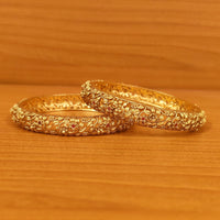 Anti-tarnish Antique Handcarved Gold Look Alike Ruby Bangles 3