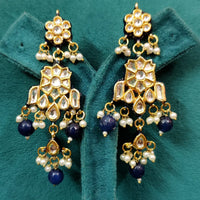 Blue Kundan Polki Gold Plated Choker Necklace Set 3