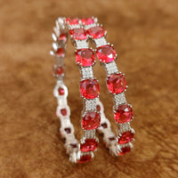 CARTIERR INSPIRED BURMESE RUBY SILVER PLATED BANGLES 3