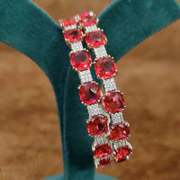 CARTIERR INSPIRED BURMESE RUBY SILVER PLATED BANGLES 2