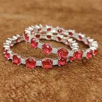 CARTIERR INSPIRED BURMESE RUBY SILVER PLATED BANGLES 1