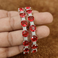 CARTIERR INSPIRED BURMESE RUBY SILVER PLATED BANGLES 4