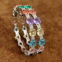 CARTIERR INSPIRED MULTICOLOUR SILVER PLATED BANGLES 6