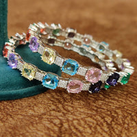 CARTIERR INSPIRED MULTICOLOUR SILVER PLATED BANGLES 3