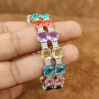 CARTIERR INSPIRED MULTICOLOUR SILVER PLATED BANGLES 4