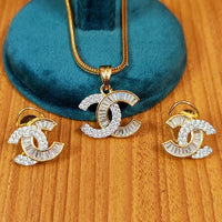 CHANELL DIAMOND LOOK ALIKE CZ PENDANT SET WITH CHAIN 3
