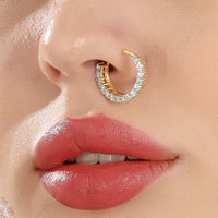Diamond Look Cubic Zirconia Studded Pressable Nose Ring 2