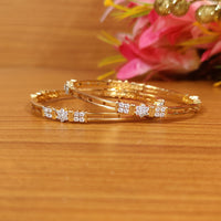 DIAMOND PATTERN CZ STUDDED GOLD PLATED BANGLES 3