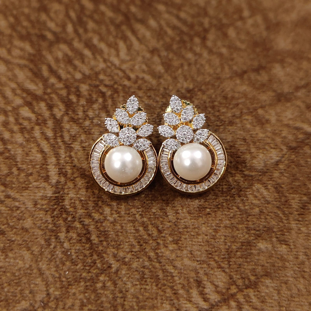 DIAMOND & PEARL GOLD PLATED PENDANT SET