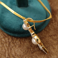 DIAMOND & PEARL GOLD PLATED PENDANT SET 4