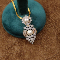 DIAMOND & PEARL GOLD PLATED PENDANT SET 2