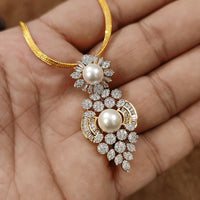 DIAMOND & PEARL GOLD PLATED PENDANT SET 3