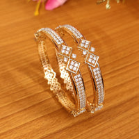 Diamond & Gold Pattern Cubic Zirconia Gold plated Bangles 6