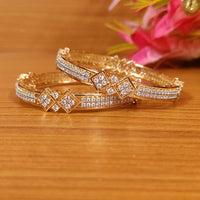 Diamond & Gold Pattern Cubic Zirconia Gold plated Bangles 1