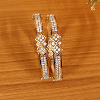 Diamond & Gold Pattern Cubic Zirconia Gold plated Bangles 3