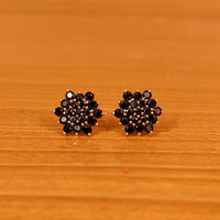 Black Colour Cubic Zirconia Studded Gold Plated Studs 6