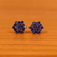 Blue Sapphire Colour Cubic Zirconia Studded Gold Plated Studs 2
