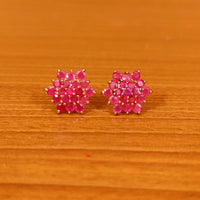 Ruby Colour Cubic Zirconia Studded Gold Plated Studs 2