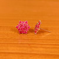 Ruby Colour Cubic Zirconia Studded Gold Plated Studs 1